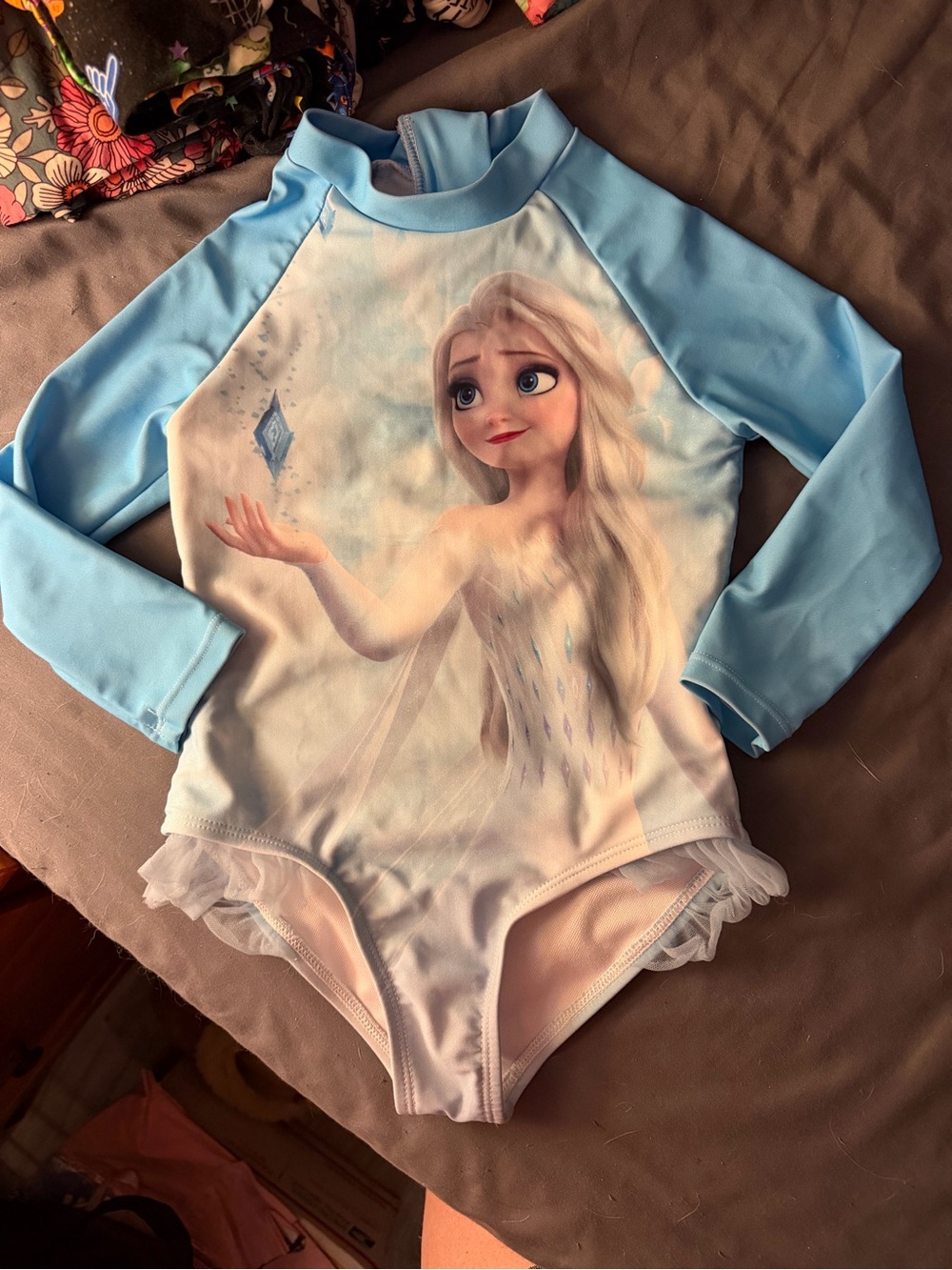 Disney Frozen Elsa Long Sleeve Rashguard One Piece 3T GUC UPF 50